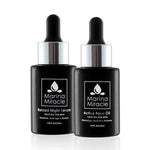 Night serum and face oil for men on black glass bottle with dropper.